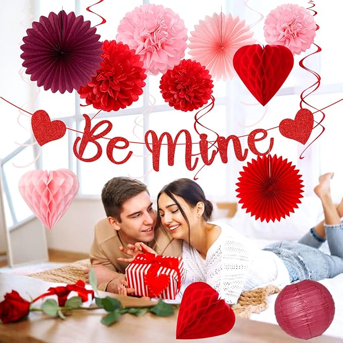 Pink Red Burgundy Valentines Day Galentines Party Decorations 22pcs