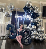 Black and Metallic Silver Balloons, 50PCS Black and Silver Balloons