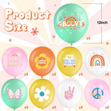 Hiboom 72 Pcs Groovy Retro Hippie Balloons Boho Peace Party Decor Fres