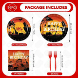 96Pcs African Safari Birthday Party Decorations Savanna Sunset View