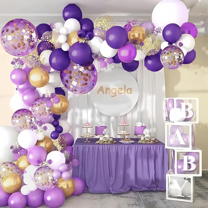 Purple Black and Gold Balloon Arch Kit 147PCS Latex Balloons