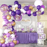 Purple Black and Gold Balloon Arch Kit 147PCS Latex Balloons