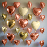 Rose Gold White Heart Balloons, 19PCS Champagne Gold Heart Shape