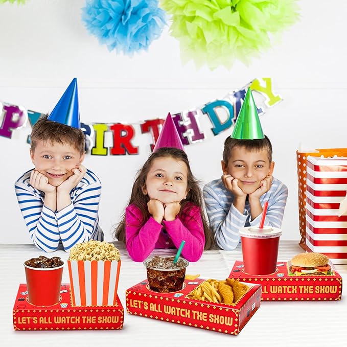 50Pcs Movie Night Snack Trays Hold Popcorn Candy Food Drink