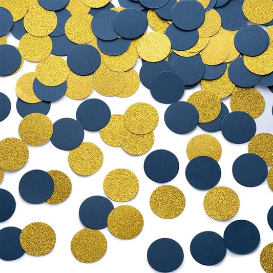 Gold and Blue Confetti Table Decoration for Birthday Graduation