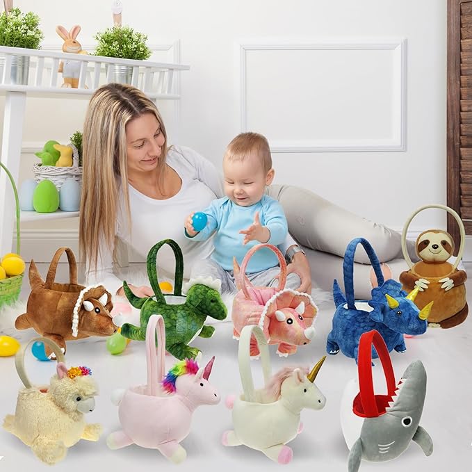 3D Sloth Plush Basket Easter Egg Hunting Basket Cute Animal Plush