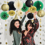 Green Black and Gold Party Decorations Paper Lanterns Black and Gold