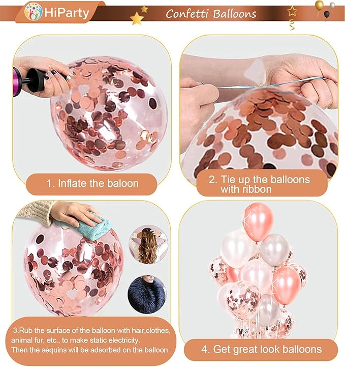40 pcs Pink Rose Gold Birthday Decorations 3D Mylar Foil Happy