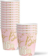 Sweet 16 Pink and Gold Birthday Party Supplies Set Plates Napkins