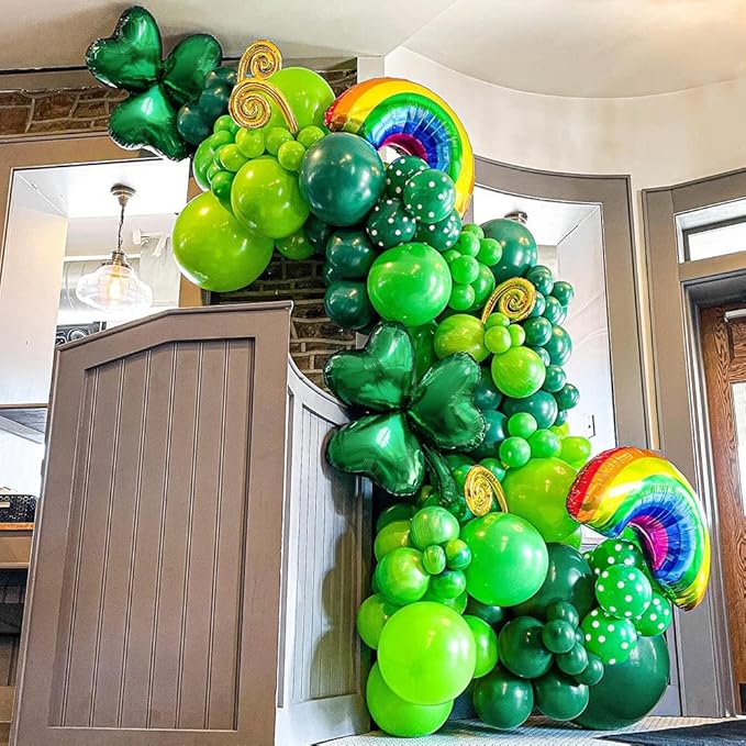 St Patrick's Day Decorations 128pcs Green Balloon Arch Garland Kit