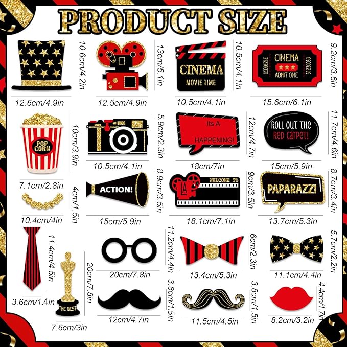 Movie Night Theme Party Decorations Now Showing Photo Booth Props