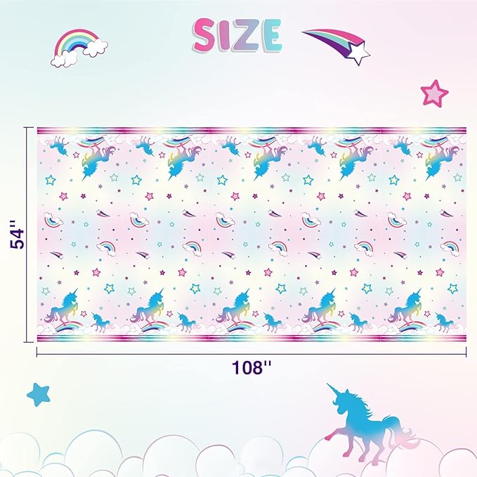 WERNNSAI 1PCS Unicorn Tablecloth - Unicorn Birthday Decorations