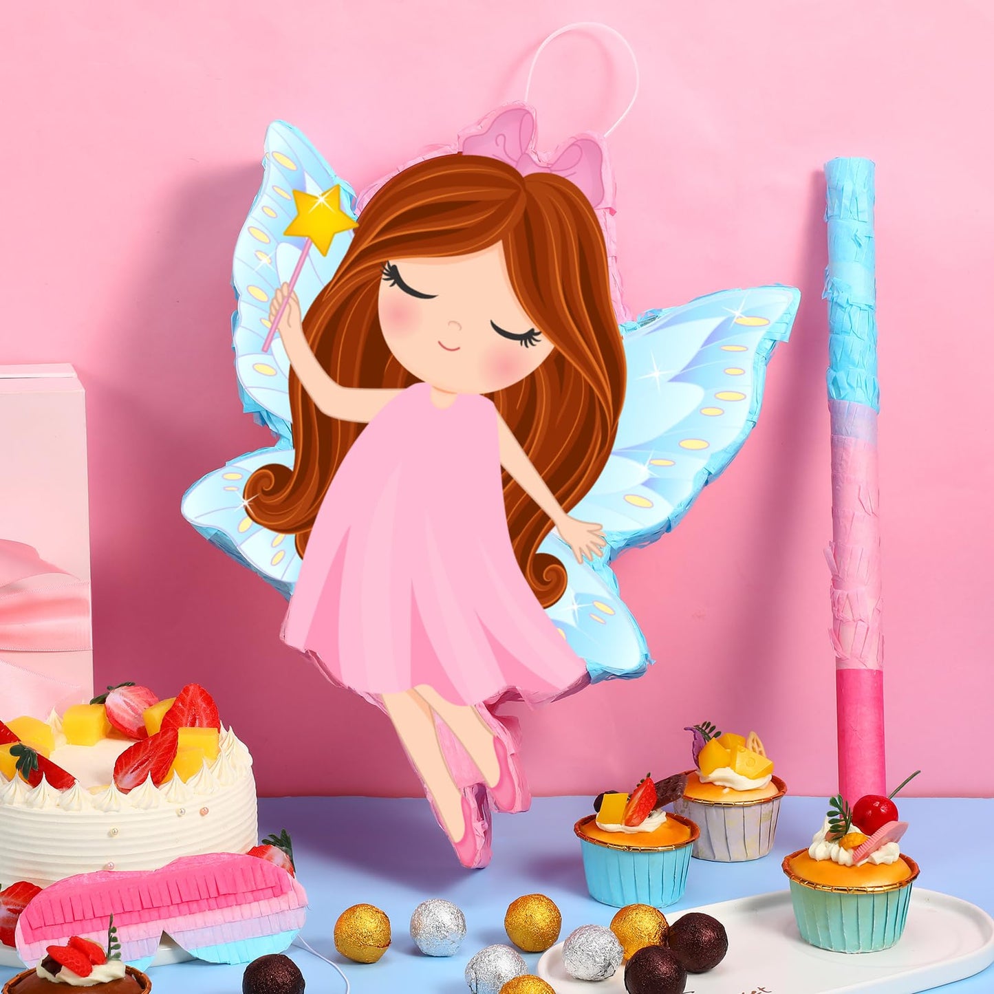 Threan Princess Piñata Fairy Party Decorations Pink Ballet Piñata