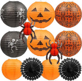12Pcs Halloween Hanging Decorations Paper Lanterns Jack O' Lantern