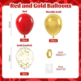 60pcs Red and Gold Balloons 12inch, Red and Gold Party Decorations