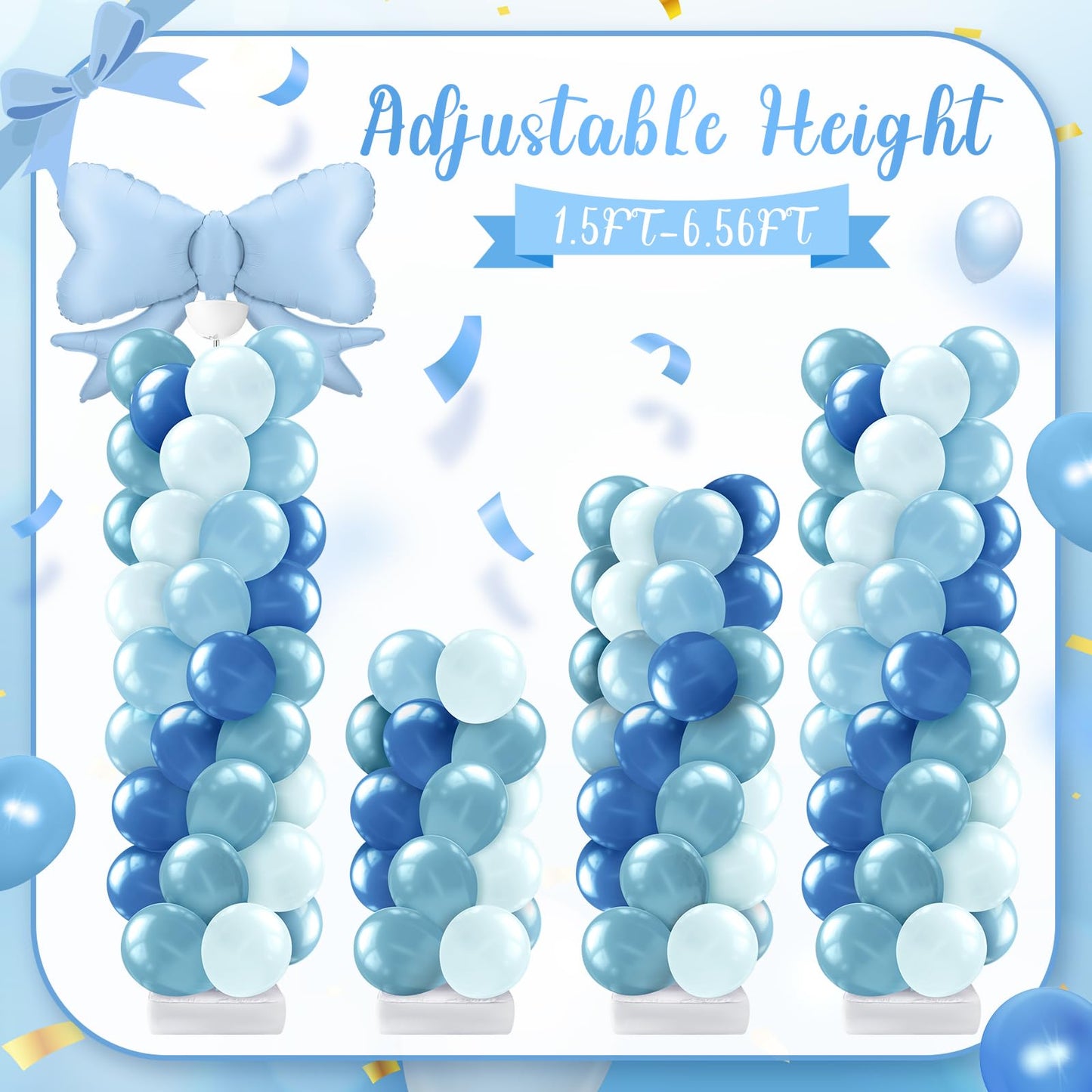 Kasyat Dusty Blue Bow Balloon Column Stand Kit Retro Baby Blue Balloon