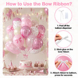 Pink Bow Balloons, 60PCS Double Stuffed Pearl White Light Pink