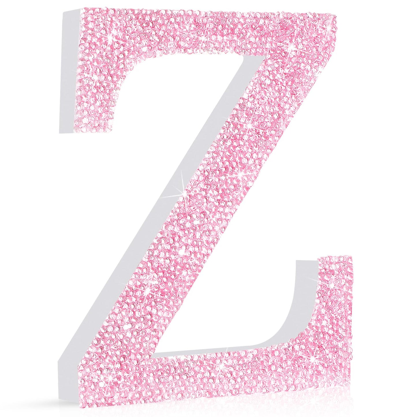 Qunclay Pink Crystal Diamond Letter Wall Decor, Glitter Wooden Bling