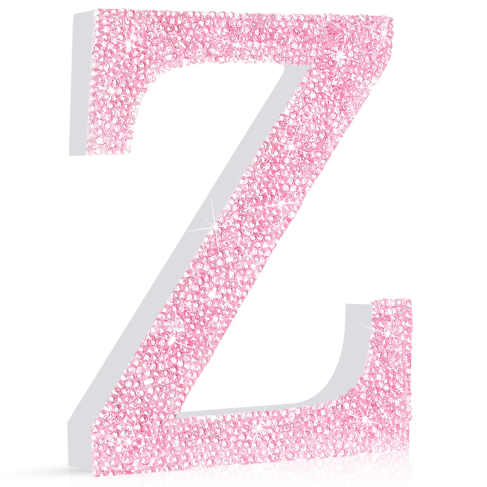 Qunclay Pink Crystal Diamond Letter Wall Decor, Glitter Wooden Bling