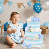 Cheerupp Blue Floral Theme Diaper Cake Decorations for Baby Shower