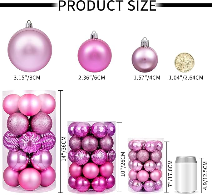 XmasExp 24ct Christmas Ball Ornaments Shatterproof Christmas Ornaments