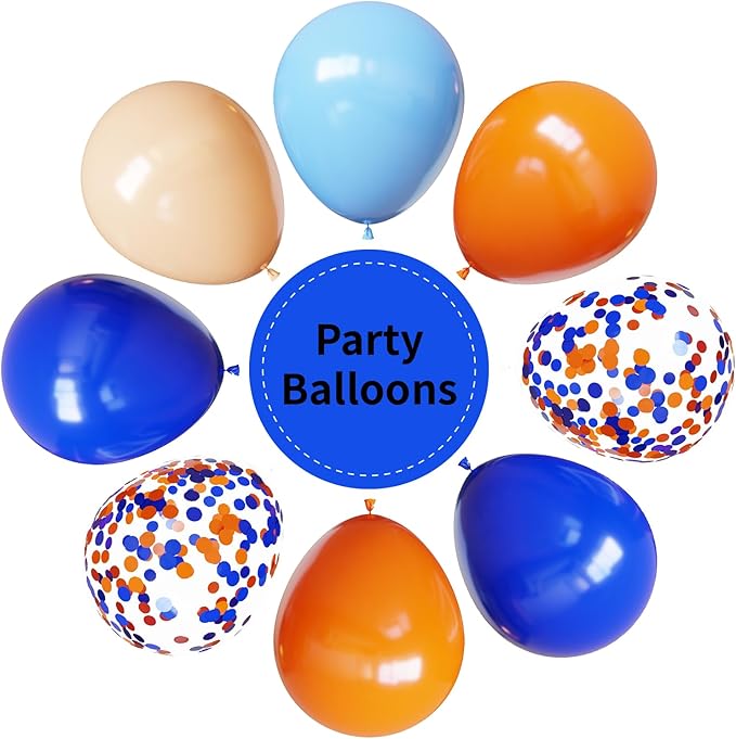 YMSZ Blue and Orange Balloons, 67pcs 12 Inch Royal Light Blue and