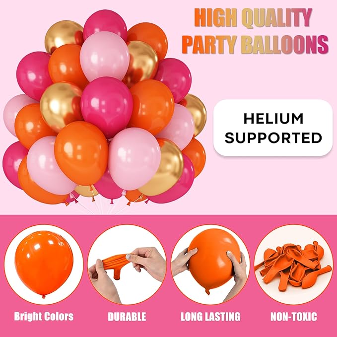 Hot Pink and Orange Gold Balloons 12inch 60pcs Light Pink Metallic