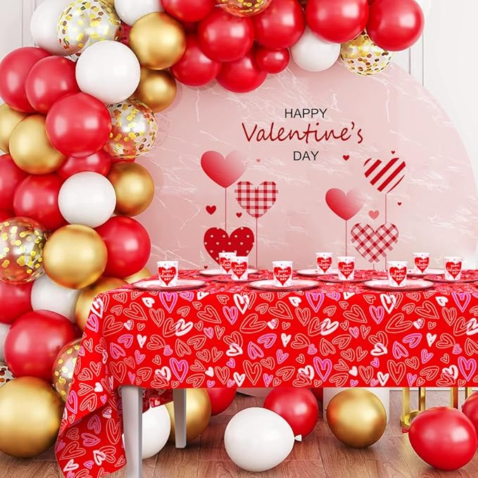 Happy Valentine's Day Party Supplies Red Heart Love Disposable Paper