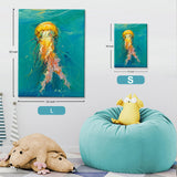 JZLDZS Coastal Wall Art Jellyfish Canvas Painting Print Turquoise