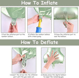 40 Inch Sage Green Foil Balloon Number 4, Large Self Inflating Olive