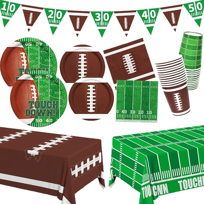 Football Party Supplies Kit Serve 24 Includes Dinner Plates