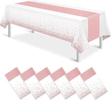6Pcs White and Rose Gold Tablecloth Party Decorations,Plastic White