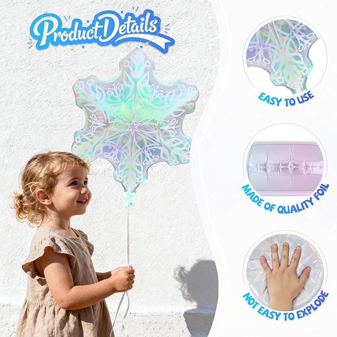 Biapian Snowflakes Balloons Set, Large Snowflake Shaped Foil Balloon,