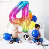 KatchOn, Giant Rainbow 4 Balloon Number - 40 Inch | Number 4 Balloons