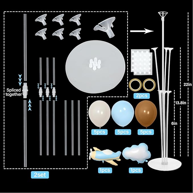 Airplane Baby Shower Birthday Party Decorations Balloons Stand Kit 2