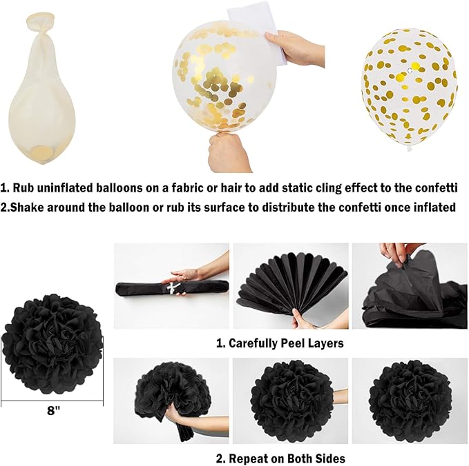 Amandir Black Gold Birthday Decorations for Men Women Black Gold