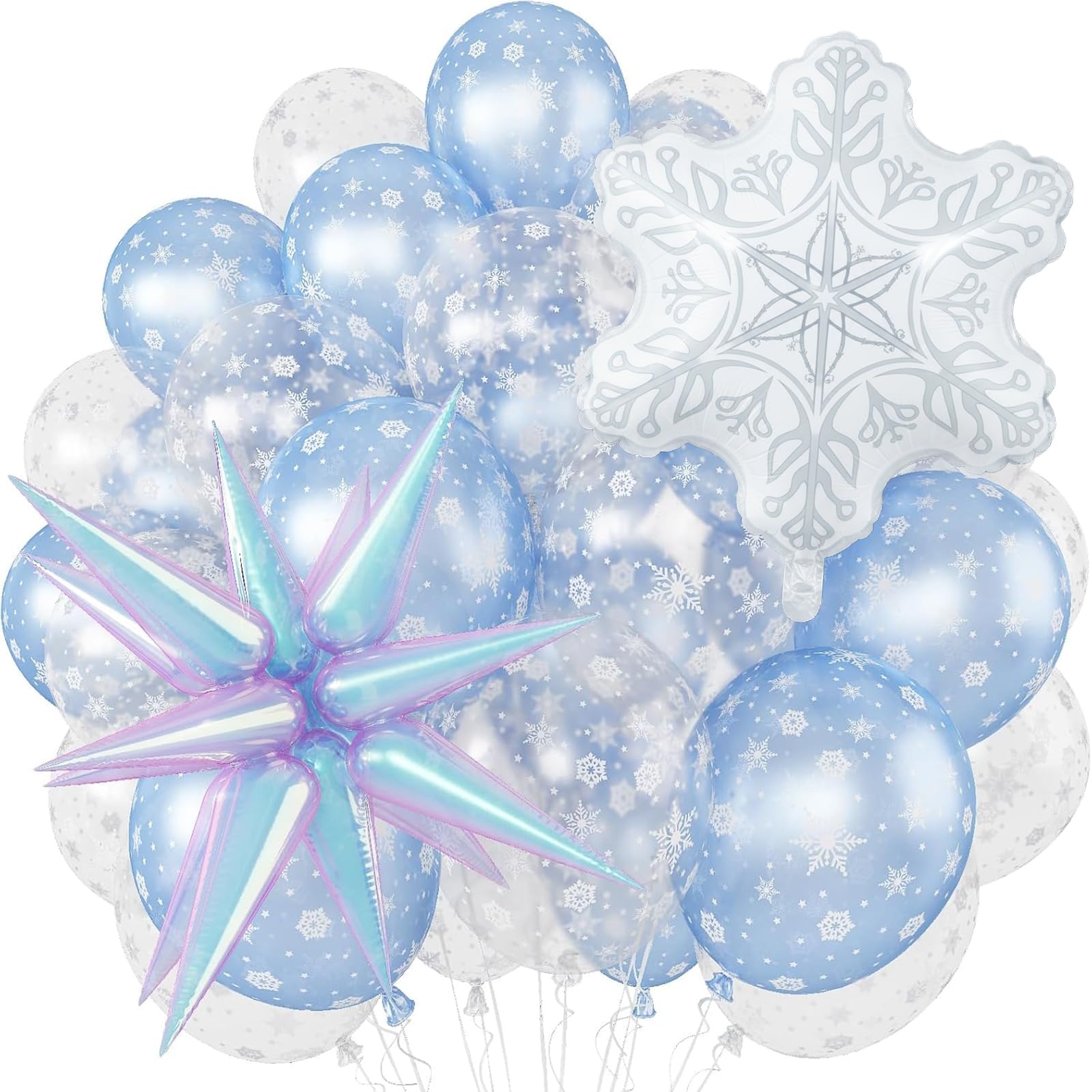 Froova Snowflake Balloons Light Baby Pastel Blue and White Balloons