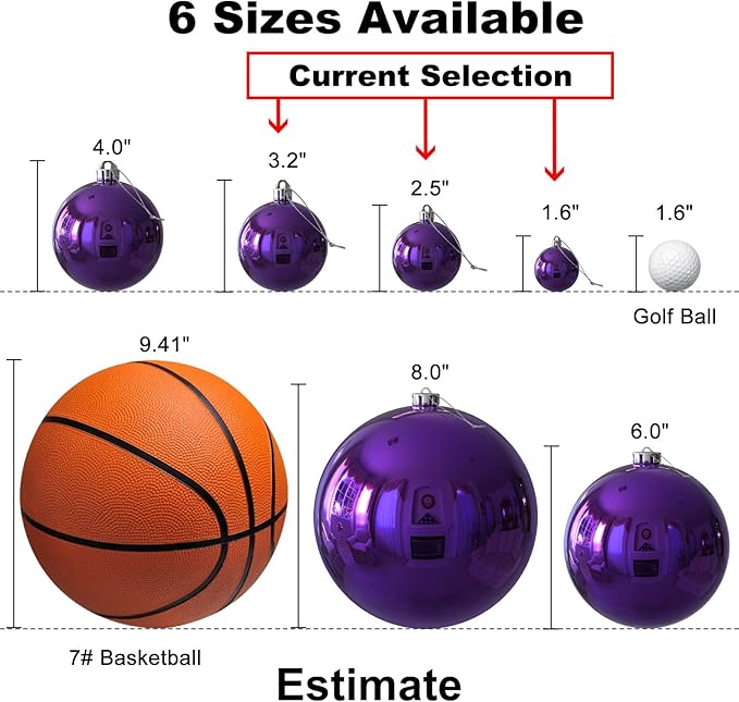 Purple Christmas Ornaments - Christmas Tree Decorations Shatterproof