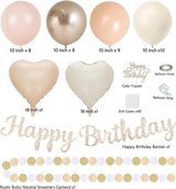 Champagne Gold Beige Fall Boho Birthday Party Decorations 62pcs