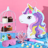 Small Unicorn Piñata with Piñata Stick Blindfold and