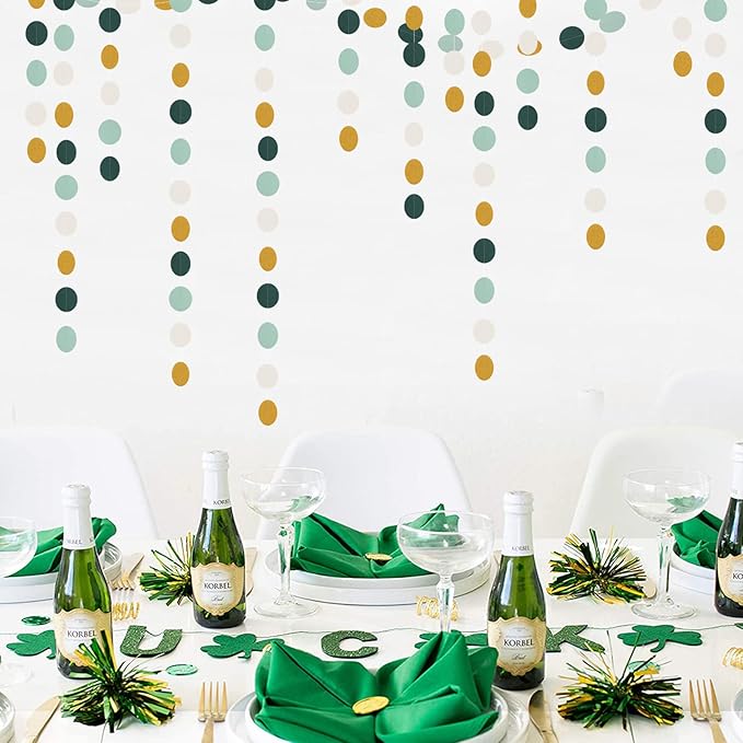 Sage-Green Ivory-Gold Bridal-Shower Decorations Streamers - 52FT