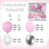 Pink and Silver Balloon Arch Kit, Pastel Pink and White Metallic