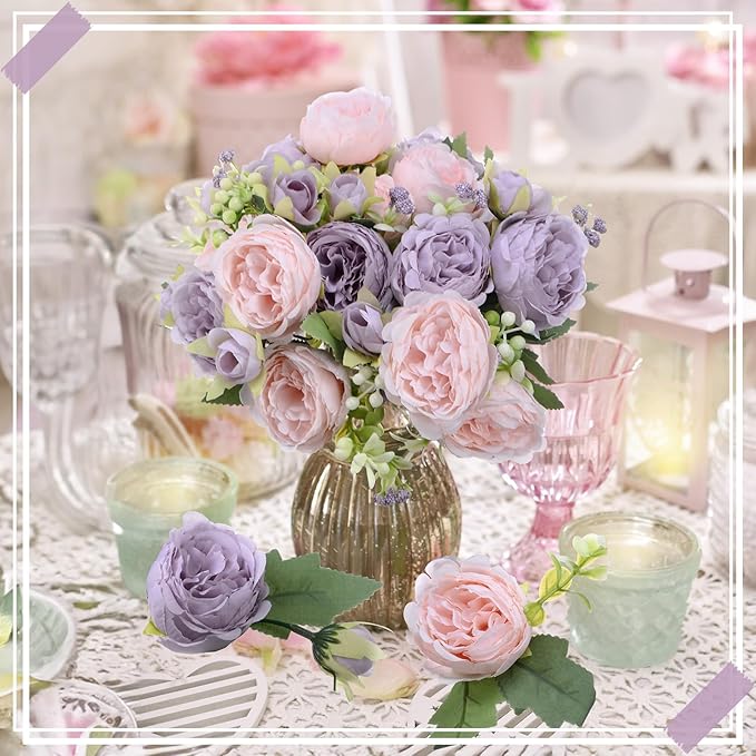 8 Bundles Artificial Peonies Flowers Boho Faux Flowers Arrangements #8