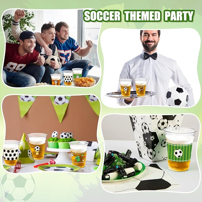 100Pcs Soccer Party Decorations Cups, 12 OZ Disposable Plastic