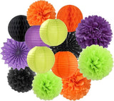 Black Orange Purple Green Halloween Party Decorations 14pc Kit Paper