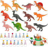 27 Pcs Dinosaur Birthday Cake Topper Mini Birthday Hat Animal Figure