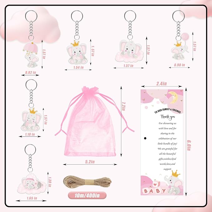 145 Pieces Baby Shower Favors for Guest Pink Elephant Ballpoint Pens