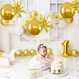 6Pcs Gold Foil Balloons,22Inch Gold 4D Round Ball Balloon and