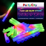 Party City 24pk LED Foam Glow Sticks 14”- Glow in the Dark Party
