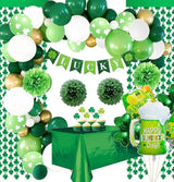 St Patricks Day Party Decorations with Balloons Tablecloth Green